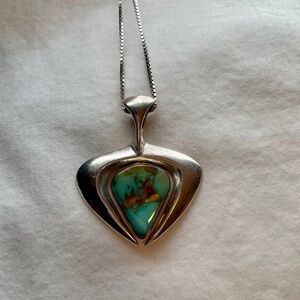 Modern Naja Native American Sterling Silver Turquoise Southwest 925 Necklace